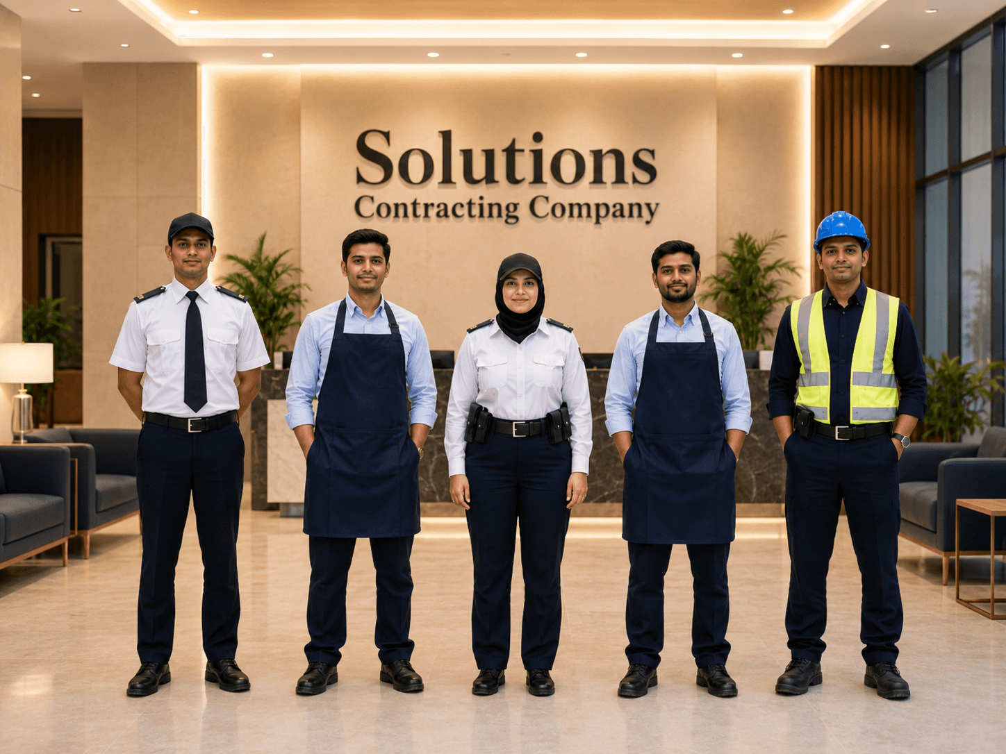 Solutions Contracting Company workforce standing in a general contracting office